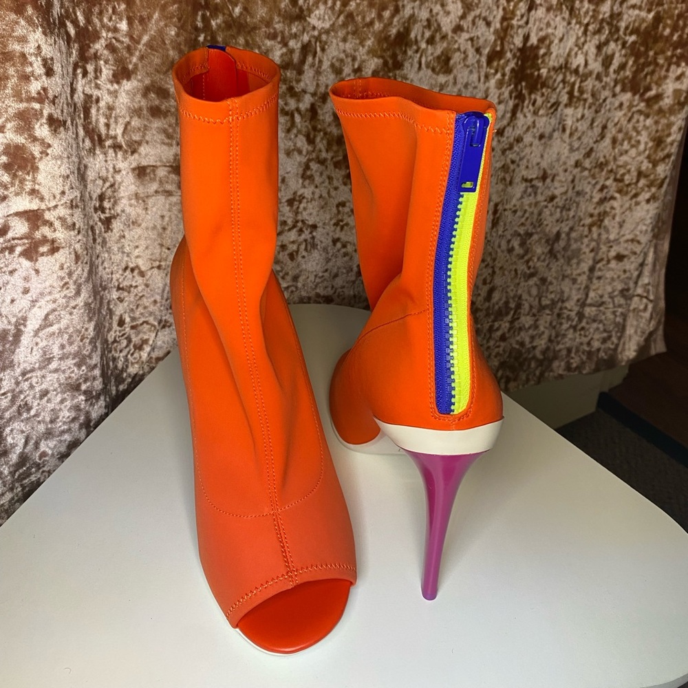 Bright orange booties